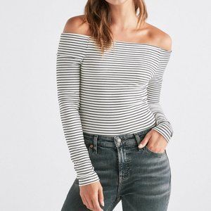 Lucky Brand Striped Off Shoulder Cross Back Top